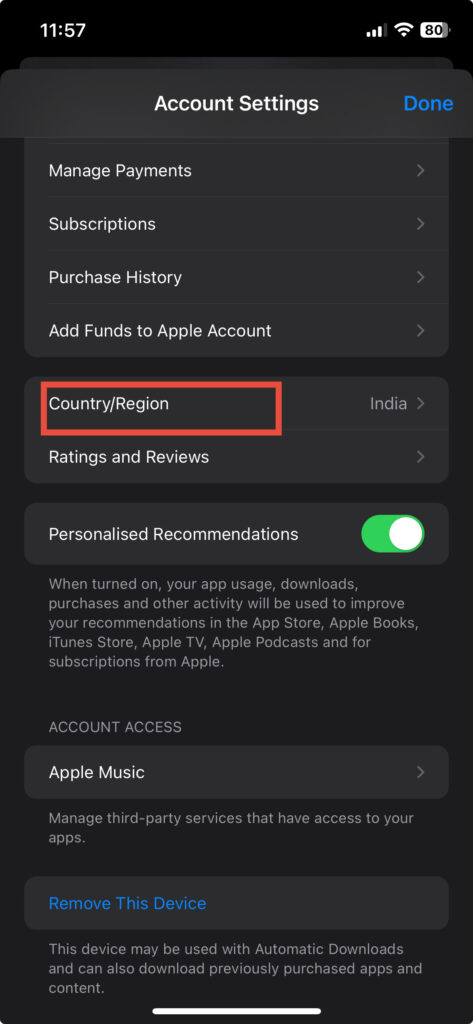 Change Country/Region